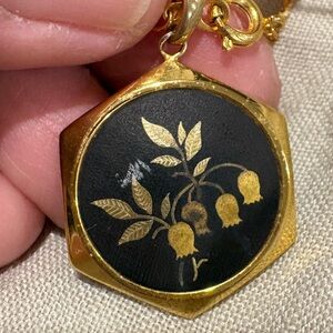 Vintage Mid-Century Amita Damascene Japanese Necklace Pendant
